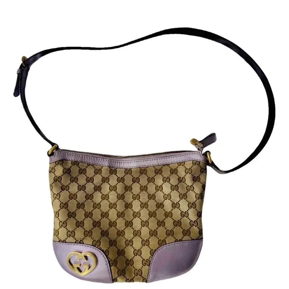 Gucci purple leather gg canvas crossbody with gold logo - Picture 5 of 10